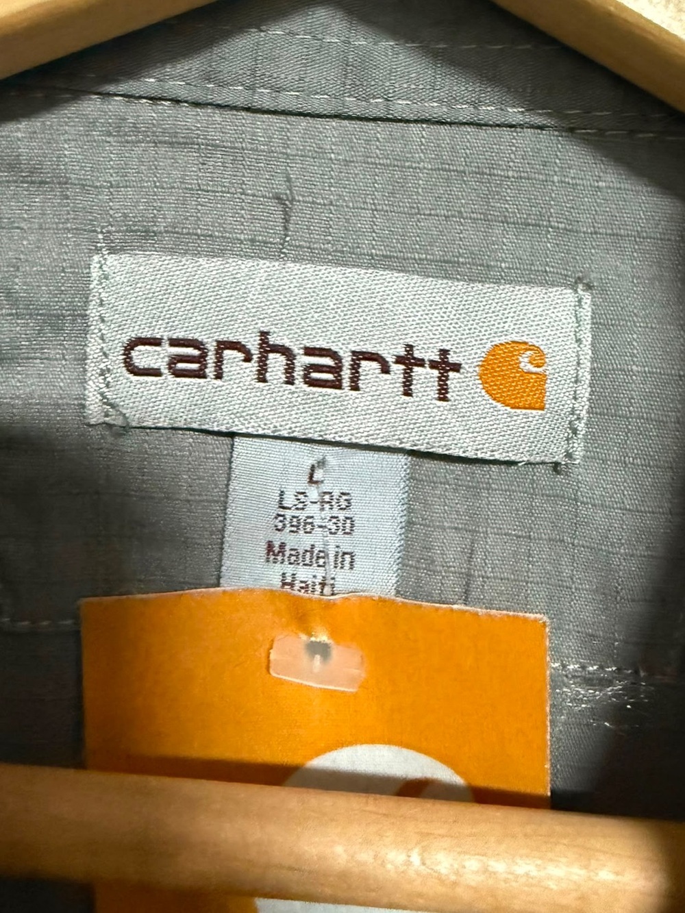 Carhartt Rugged Flex Work Shirt Gray Ripstop Button Front Men’s Large LS Regular - Picture 3 of 8